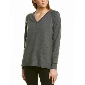 bobeau V-Neck Exposed Seam Sweater Gray Size Extra Small